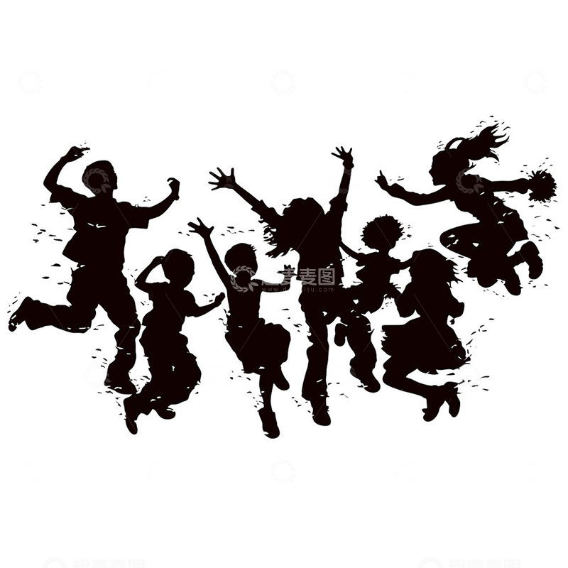 高清大图下载【趣麦麦图】跳跃青年人物剪影