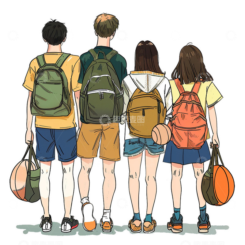 背着书包的人物背影