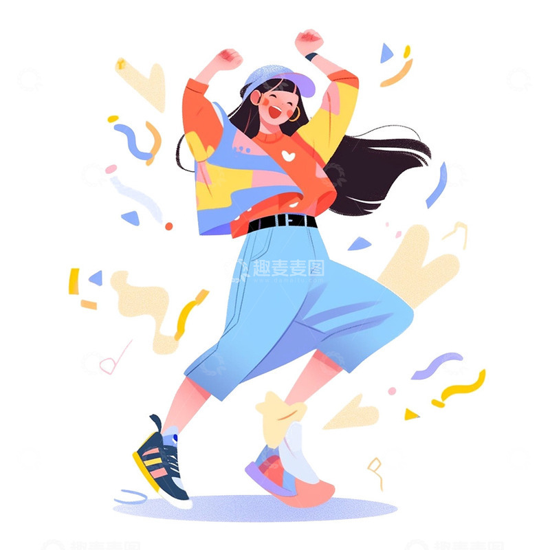 高清大图下载【趣麦麦图】唱歌跳舞的女孩