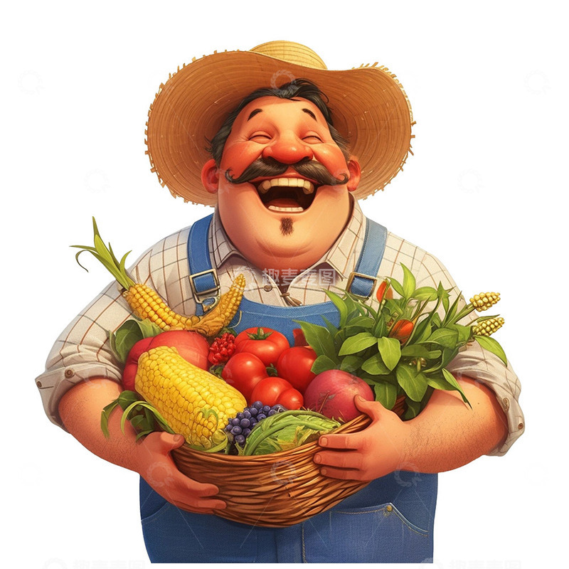 抱着瓜果的农民