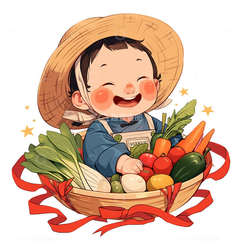 高清大图下载【趣麦麦图】丰收开心的农民人物