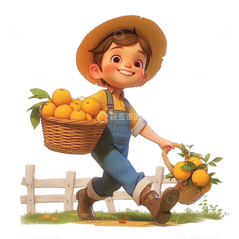高清大图下载【趣麦麦图】提着农作物的农民
