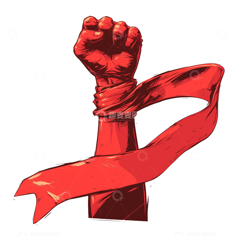 高清大图下载【趣麦麦图】红色加油手图片