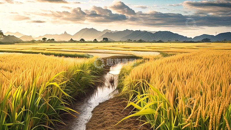 高清大图下载【趣麦麦图】金色稻田丰收季