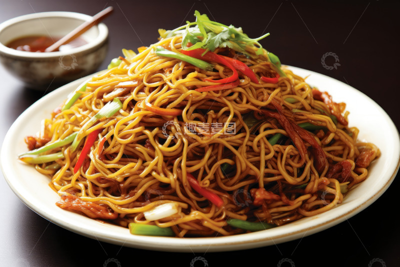 高清大图下载【趣麦麦图】青椒猪肉炒面条