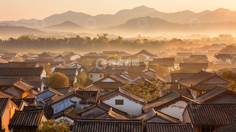 高清大图下载【趣麦麦图】中国风中式建筑暖色调唯美场景