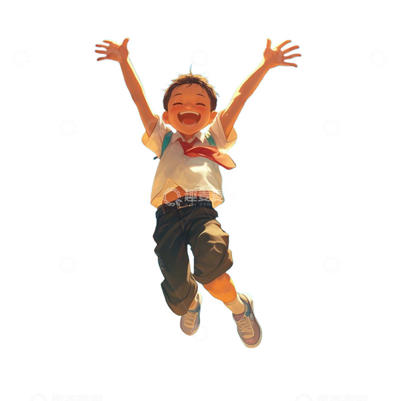 高清大图下载【趣麦麦图】开心跳跃的男孩