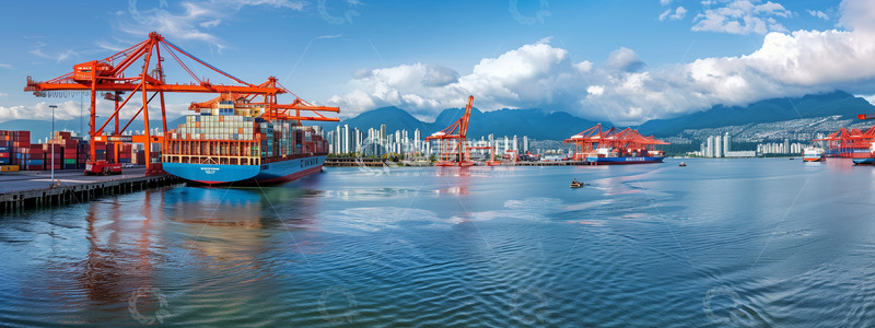 高清大图下载【趣麦麦图】港口起重机集装箱背景