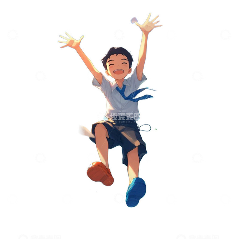 高清大图下载【趣麦麦图】跳跃卡通男孩