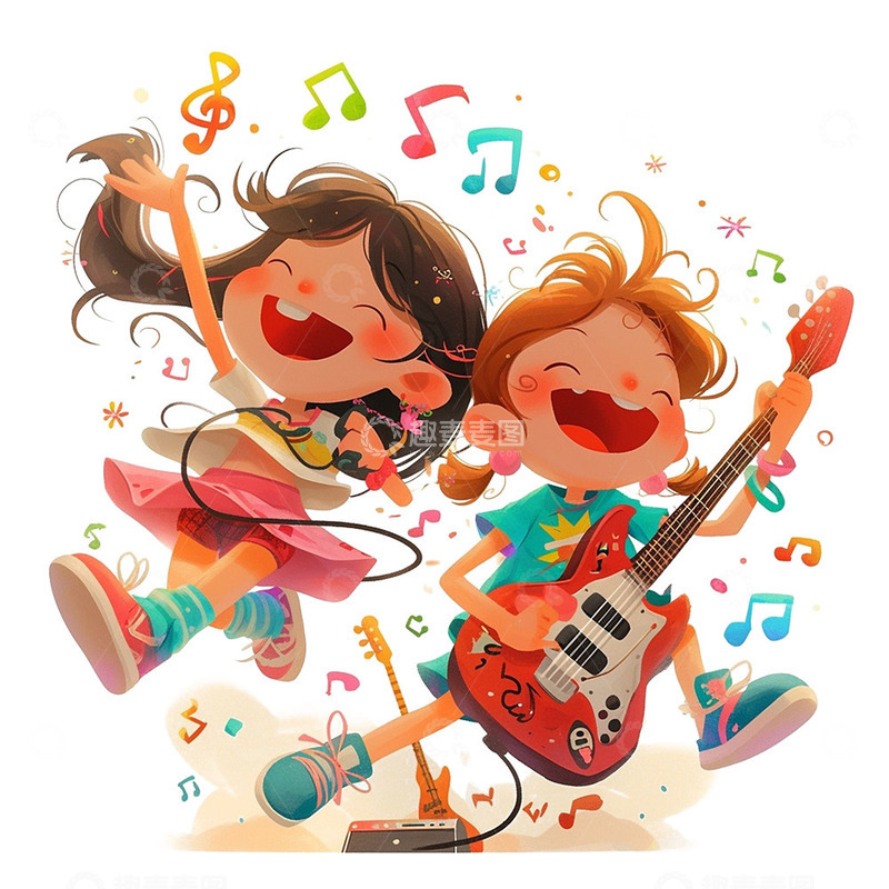 高清大图下载【趣麦麦图】弹吉他唱歌的女孩