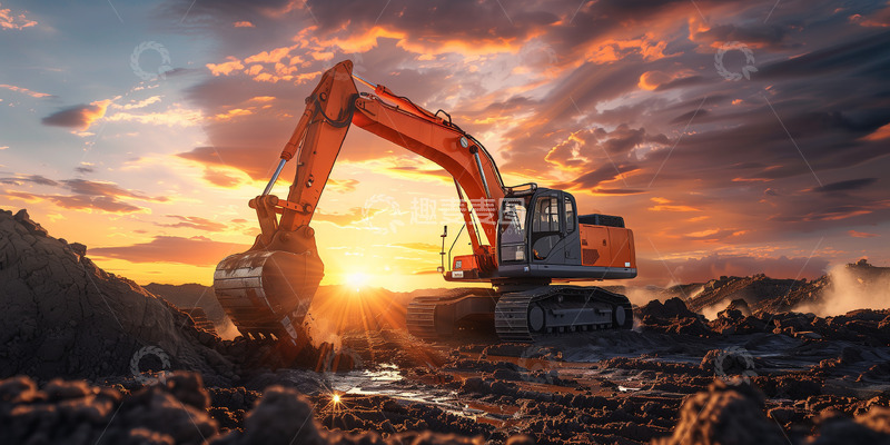高清大图下载【趣麦麦图】挖掘机施工背景