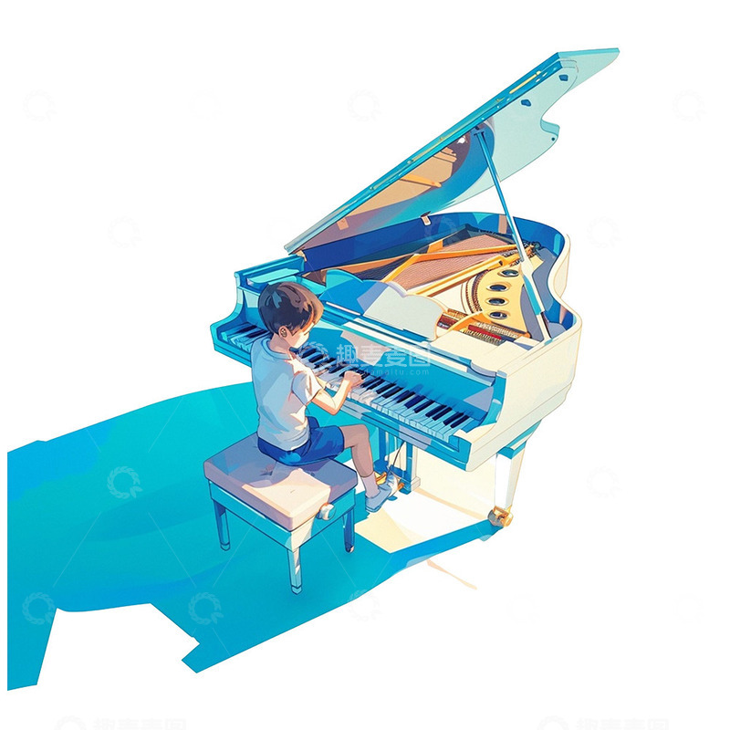 高清大图下载【趣麦麦图】钢琴表演的青年男孩