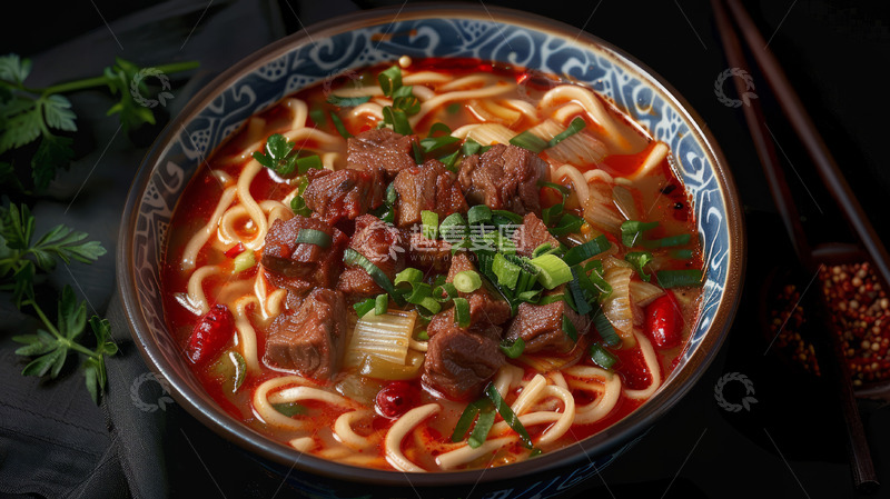高清大图下载【趣麦麦图】一碗香辣牛肉面