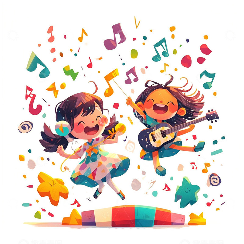 高清大图下载【趣麦麦图】开心跳跃的可爱女孩