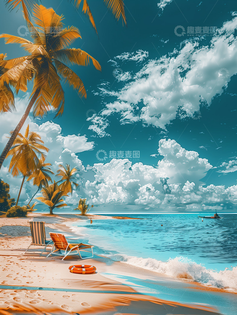 高清大图下载【趣麦麦图】沙滩海景背景