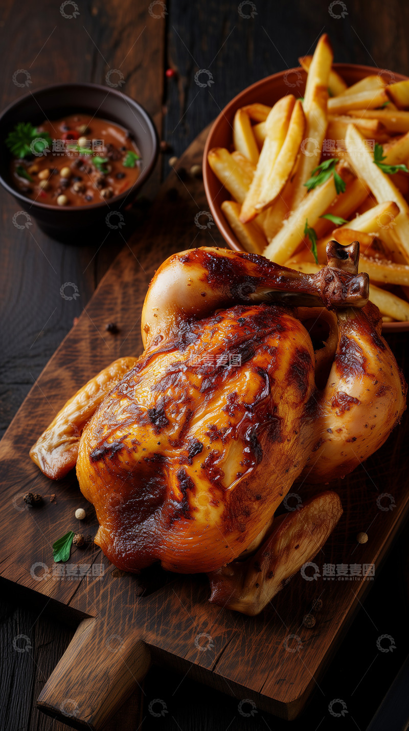 高清大图下载【趣麦麦图】蜜汁美味烤全鸡