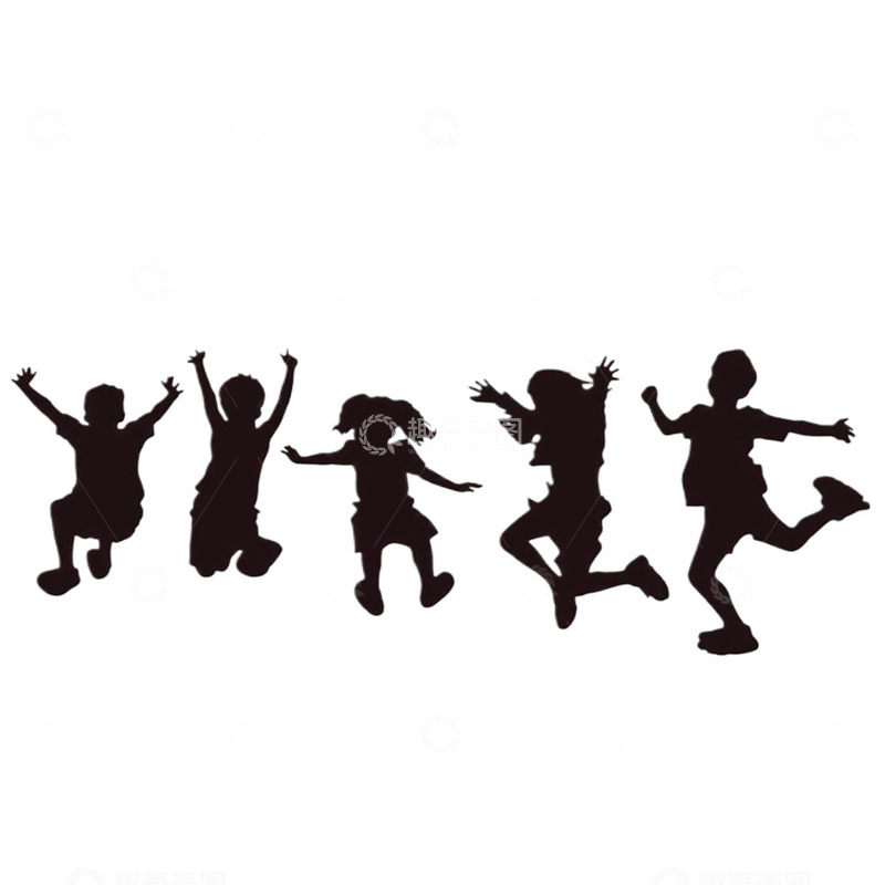高清大图下载【趣麦麦图】卡通人物跳跃剪影