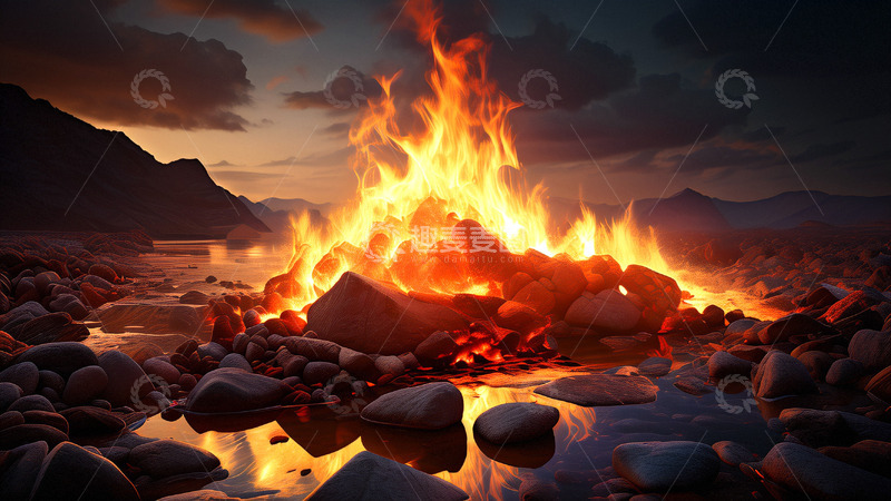 高清大图下载【趣麦麦图】柴火焰火苗红色火焰