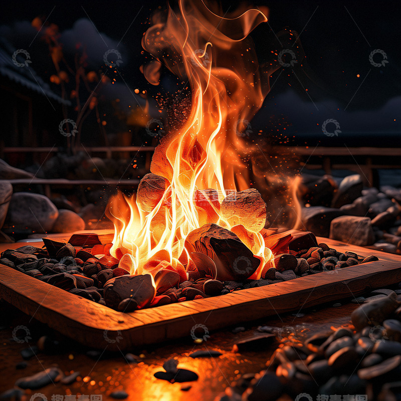 高清大图下载【趣麦麦图】碳火燃烧红色火焰