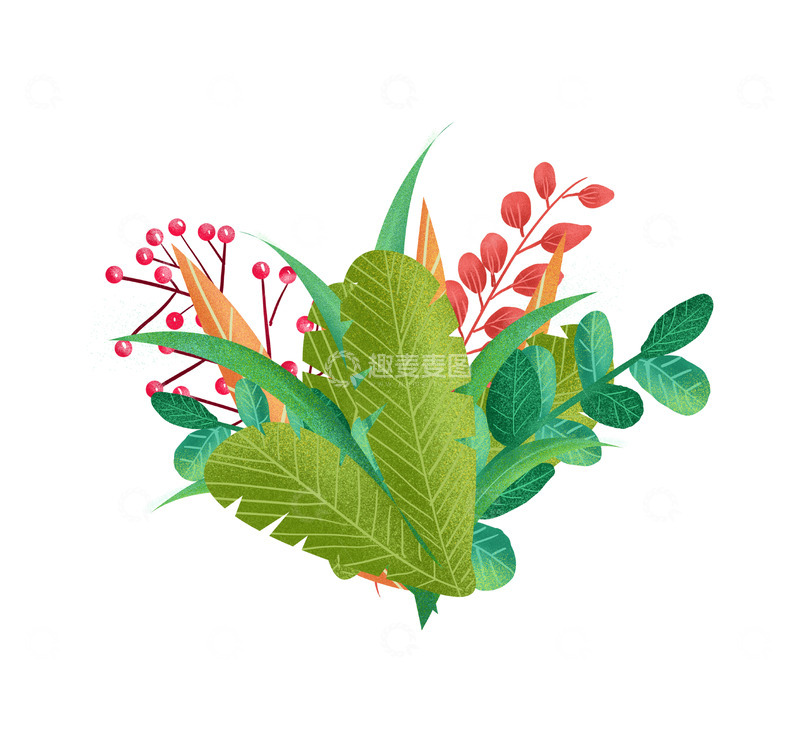 高清大图下载【趣麦麦图】花草植物扁平噪点元素