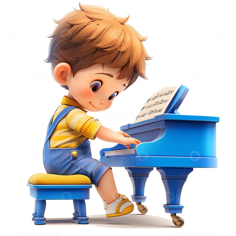 高清大图下载【趣麦麦图】表演钢琴的男孩