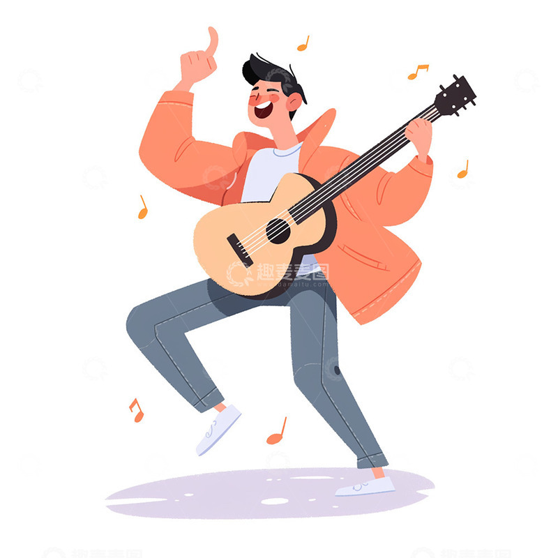 高清大图下载【趣麦麦图】唱歌吉他男孩