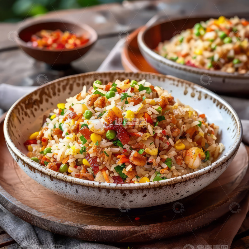 高清大图下载【趣麦麦图】玉米胡萝卜炒饭