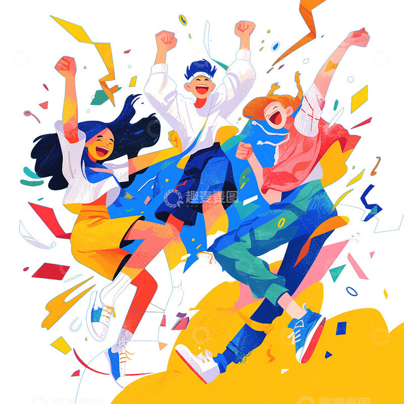 高清大图下载【趣麦麦图】手舞足蹈的青年人物