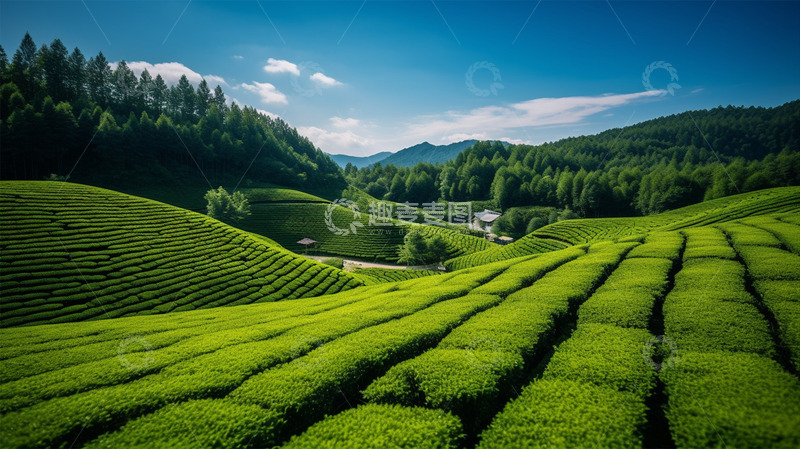 高清大图下载【趣麦麦图】农田农耕绿色植物茶田唯美场景