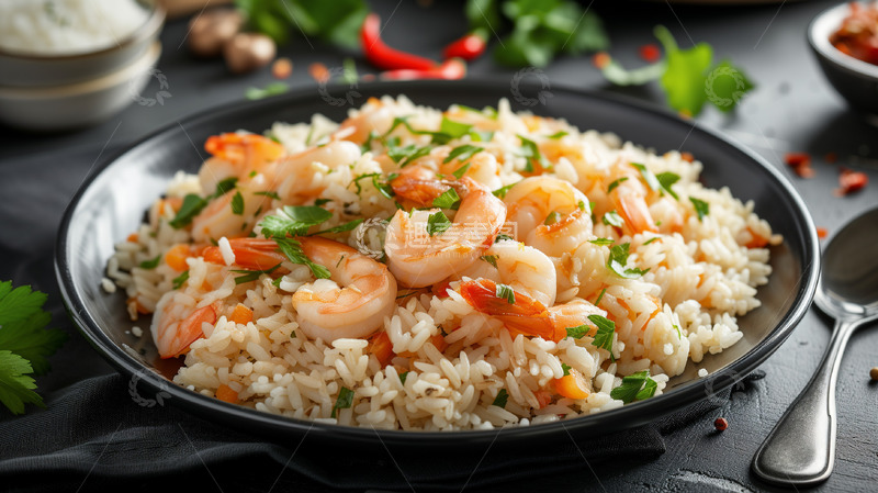 高清大图下载【趣麦麦图】黄色虾仁蛋炒饭