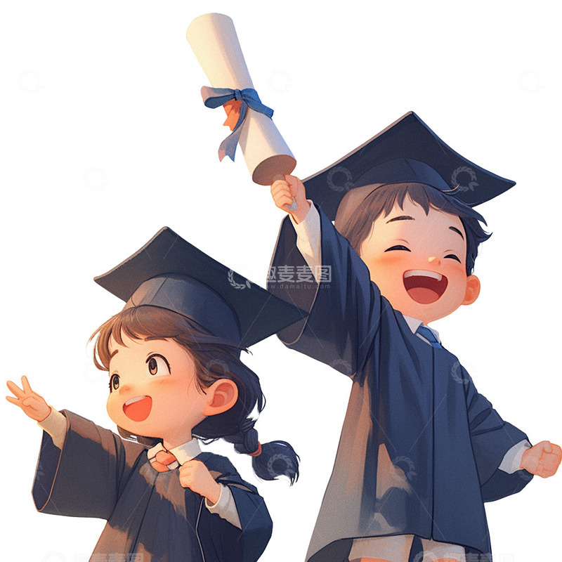 高清大图下载【趣麦麦图】卡通毕业青年