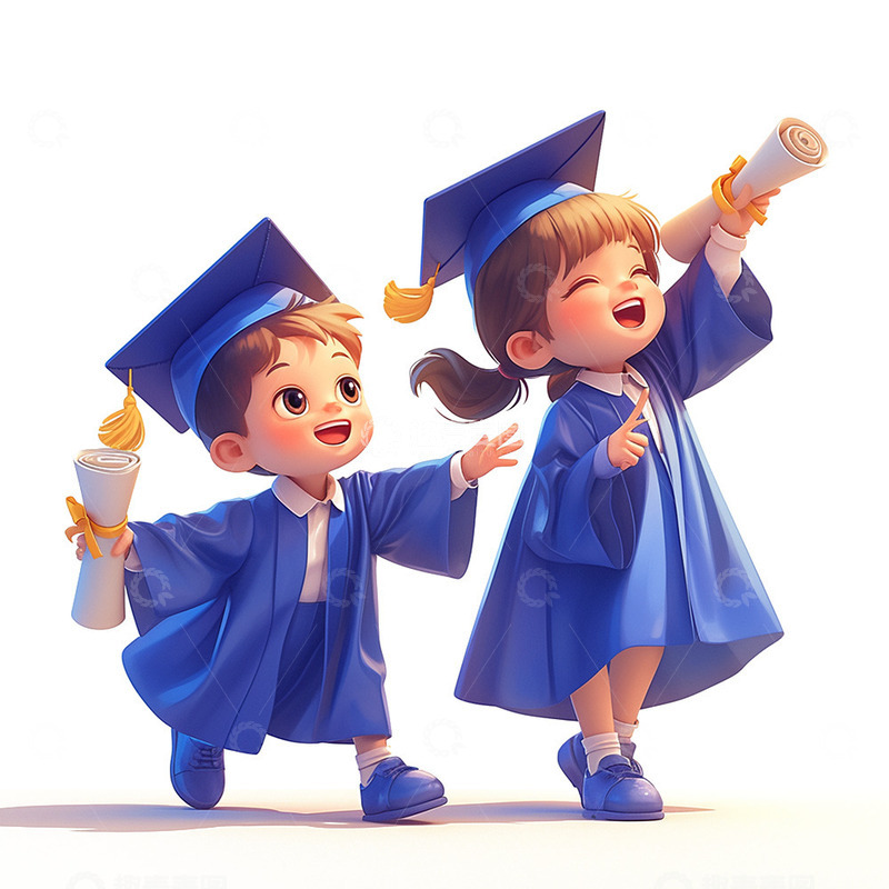 高清大图下载【趣麦麦图】卡通学士服青年