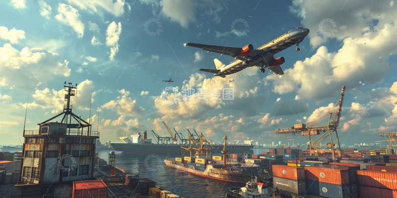 高清大图下载【趣麦麦图】物流运输码头场景