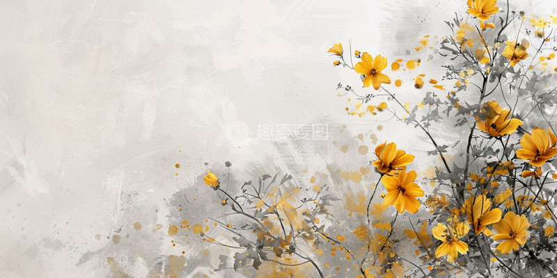 高清大图下载【趣麦麦图】黄色花束晕染背景