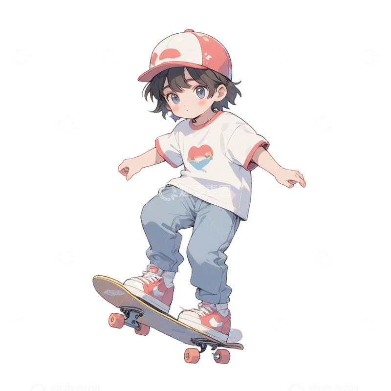 高清大图下载【趣麦麦图】卡通滑板青少年