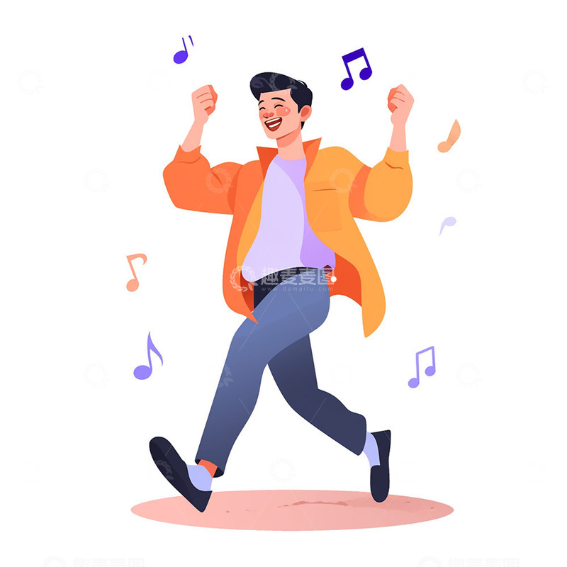 高清大图下载【趣麦麦图】卡通唱歌男孩
