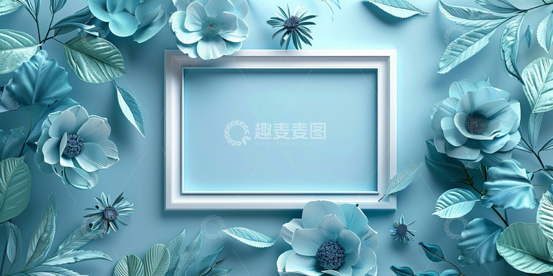 高清大图下载【趣麦麦图】蓝色相框背景