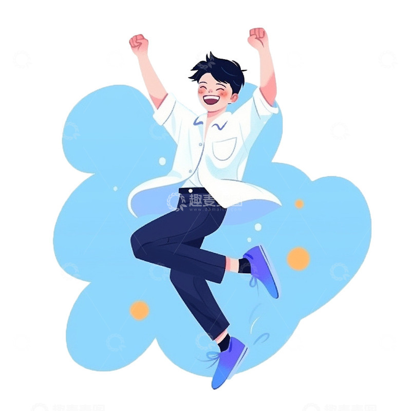 高清大图下载【趣麦麦图】扁平跳舞男青年