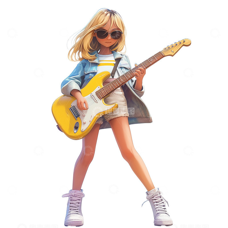 高清大图下载【趣麦麦图】摇滚吉他青年