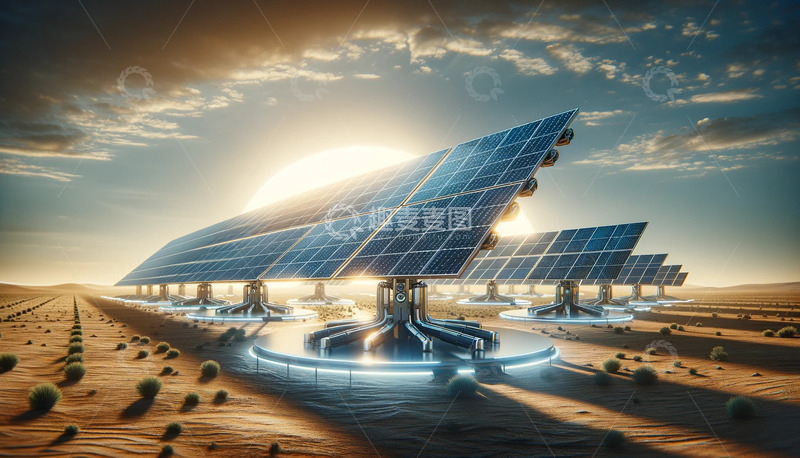 高清大图下载【趣麦麦图】太阳能板发电沙漠太阳光能