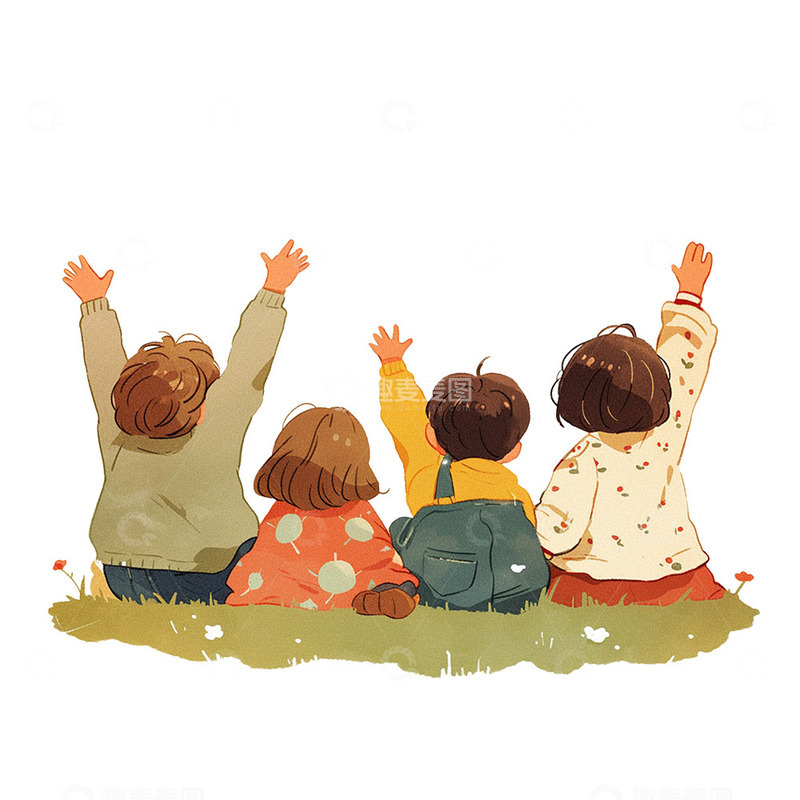 高清大图下载【趣麦麦图】草坪青年背影图