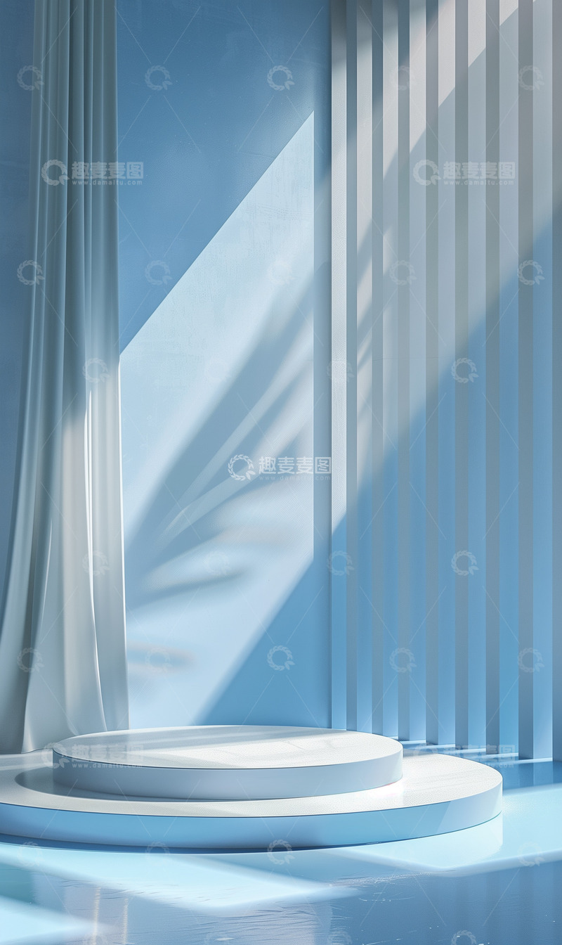 高清大图下载【趣麦麦图】简约蓝色展台背景