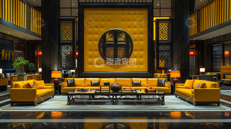 高清大图下载【趣麦麦图】暗色调酒店大厅