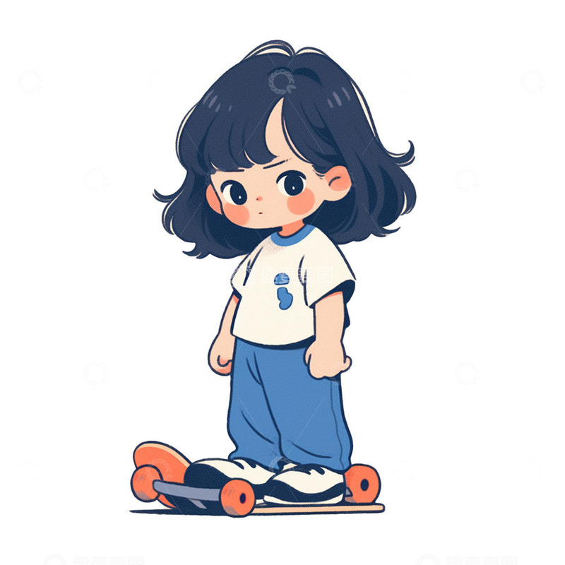 高清大图下载【趣麦麦图】短发滑板女孩