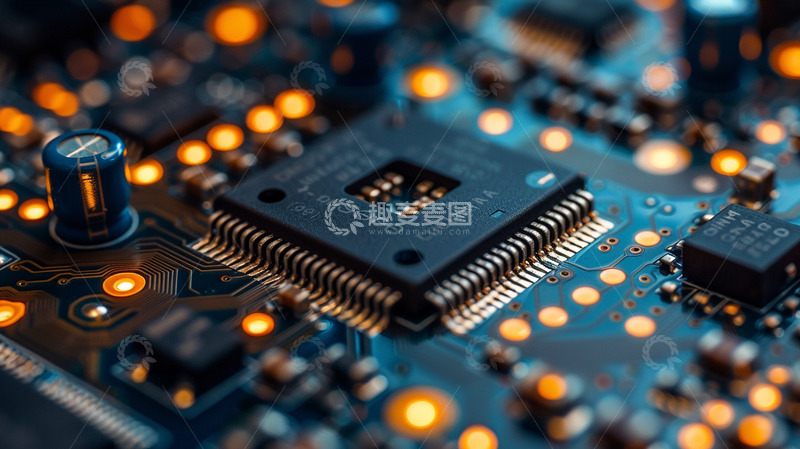 高清大图下载【趣麦麦图】黑黄色电脑芯片摄影