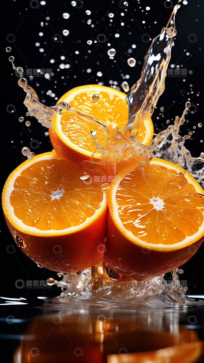 高清大图下载【趣麦麦图】橙子水花清爽新鲜