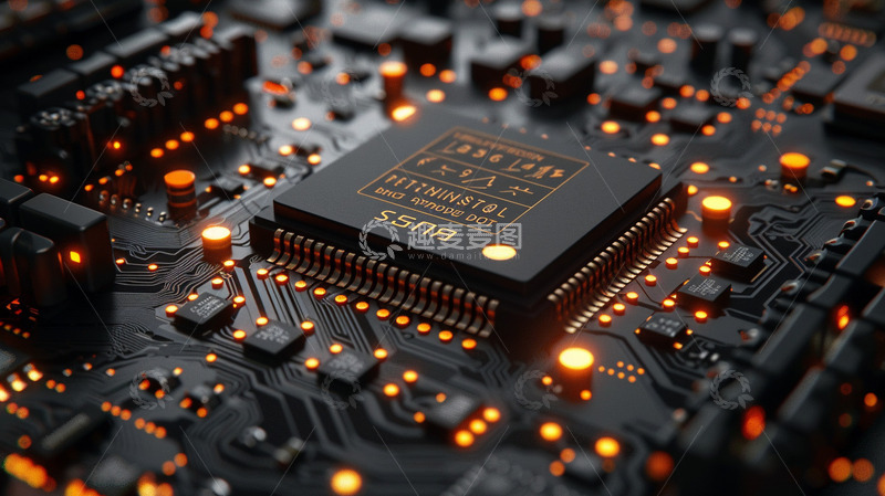 高清大图下载【趣麦麦图】黑金电脑芯片摄影