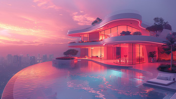 夕阳下的建筑背景