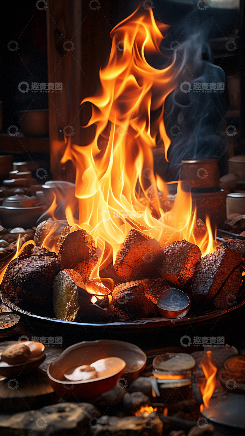 高清大图下载【趣麦麦图】烧烤炭火火苗