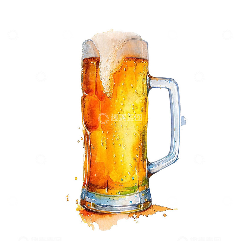 高清大图下载【趣麦麦图】立夏黄色啤酒水彩